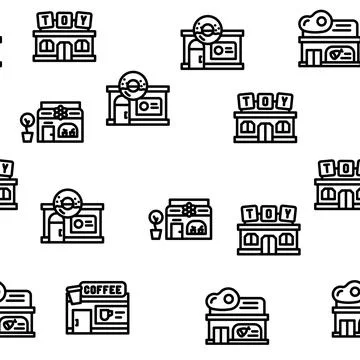 Building Construction Exterior Vector Seamless Pattern Stock Illustration