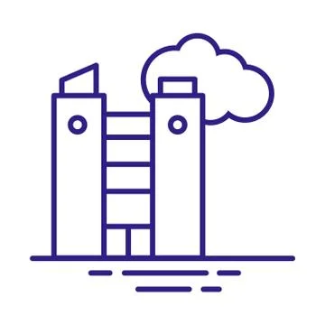 Building construction facade with cloud city line style icon Ilustración de archivo