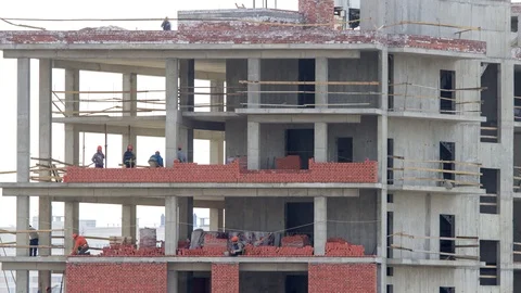 Building construction. Stock Footage 98295569