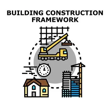 Building construction framework progress development concept Stock Illustration