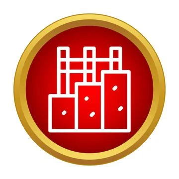 Building construction icon in a red circle with a golden frame Stockillustratie