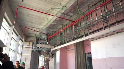 Building construction indoors 스톡 동영상 34647688
