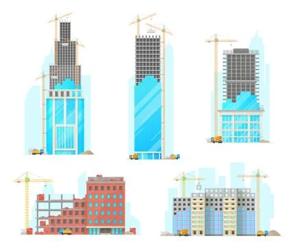 Building construction isolated vector icons Ilustración de archivo