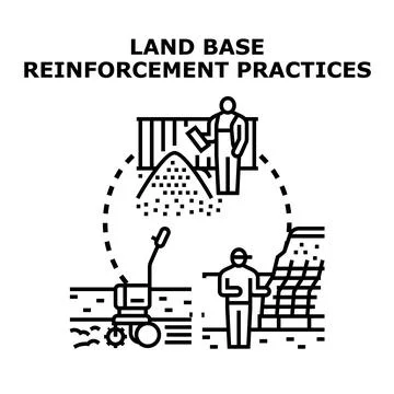 Building construction, land base reinforcement practices process Stock Illustration
