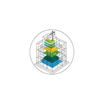 Building construction layers blueprint isometric diagram line art graphic Ilustración de archivo