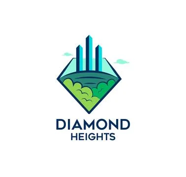 Building construction logo in diamond shape colored vector illustration Stock Illustration