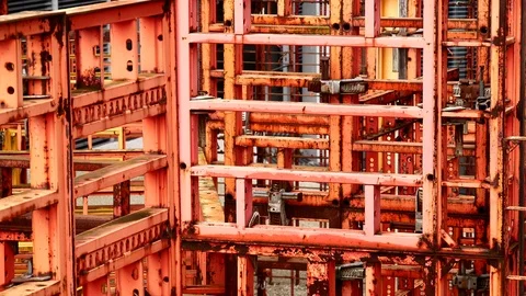 Building construction. Metal framework. Stock Footage 117535407