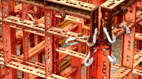 Building construction. Metal framework. Stock Footage 117535507