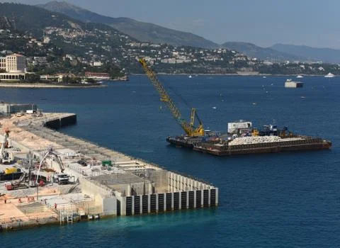 Building construction in Monaco. Construction crane Stock Photos