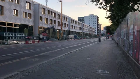 Building Construction With Passing Car, sunset, in Luisenstadt Berlin, July 2026 Stock Footage 340399271