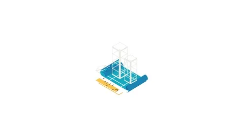 Building construction plan icon animation Stock Footage 161235748