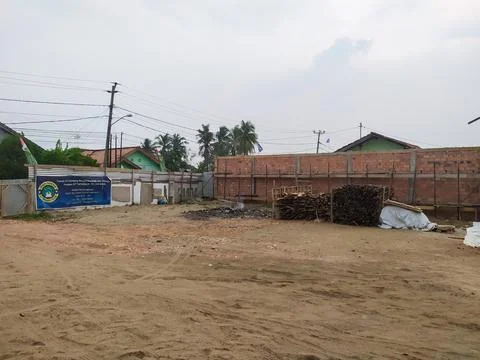 The building construction process is almost complete Stock Photos