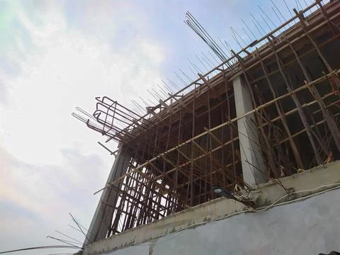 The building construction process is almost complete Foto stock