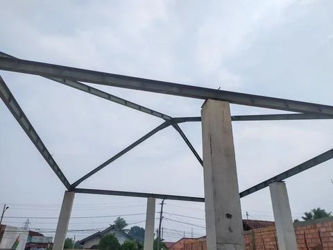 The building construction process is almost complete Stock Photos