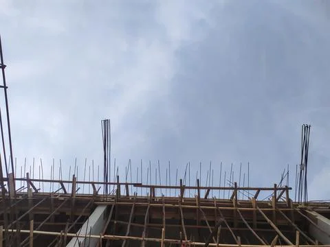 The building construction process is almost complete Stock Photos