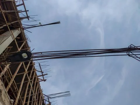 The building construction process is almost complete Stock Photos