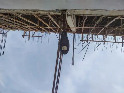 The building construction process is almost complete 스톡 사진