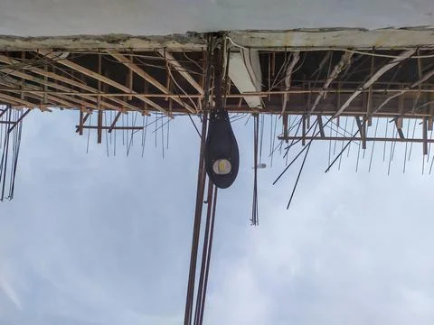 The building construction process is almost complete Stock Photos