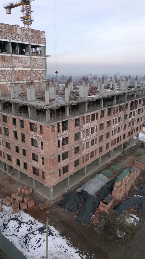 Building construction process drone footage Stock Footage 232607069