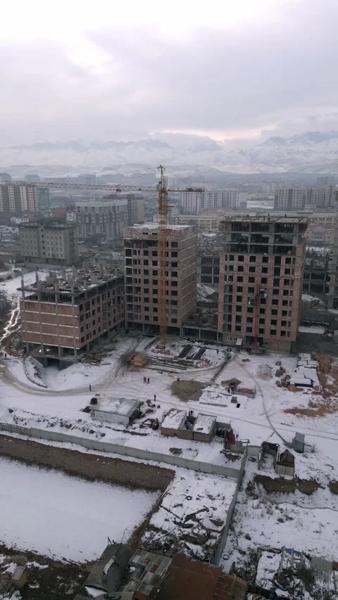 Building construction process drone footage Stock Footage 232607979