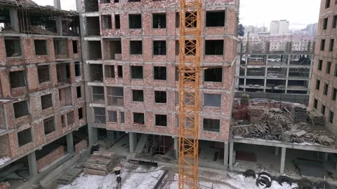 Building construction process drone footage Stock Footage 233294725
