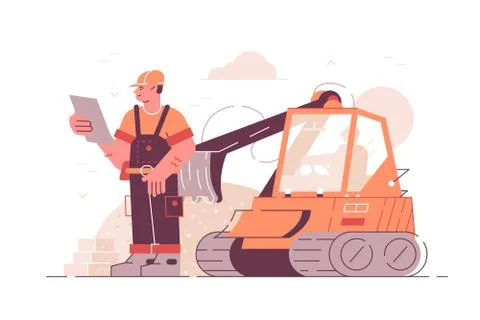 Building construction process Ilustración de archivo