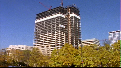 Building Construction progress timelapse trees low Stock Footage 145780545