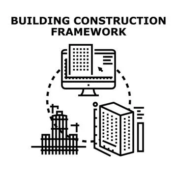 Building construction project development and architectural planning Stock Illustration