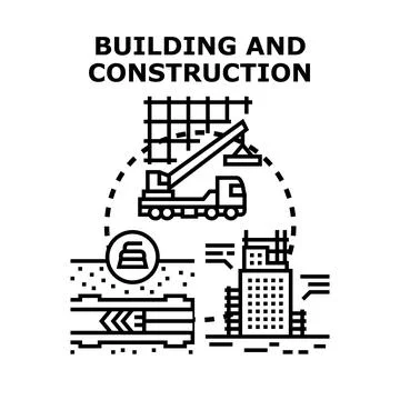 Building construction project development and engineering process illustratio 库存插图