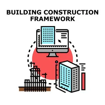 Building construction project development and architectural planning Stockillustratie