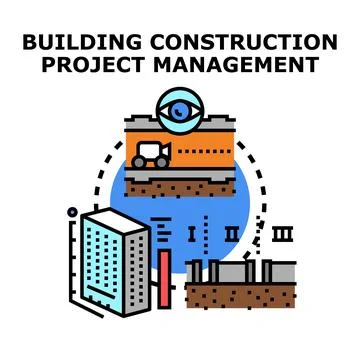 Building construction project management concept planning process イラスト素材