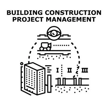 Building construction project management concept planning process Stock Illustration
