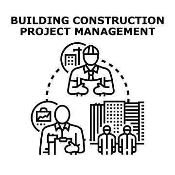 Building construction project management process illustration Stock Illustration