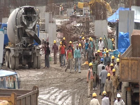 Building Construction Project in Mumbai Stock Footage 91506827