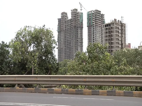 Building Construction Project in Mumbai Stock Footage 91507627