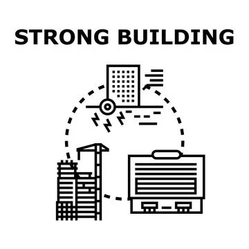 Building construction project planning and seismic safety Illustrazione stock