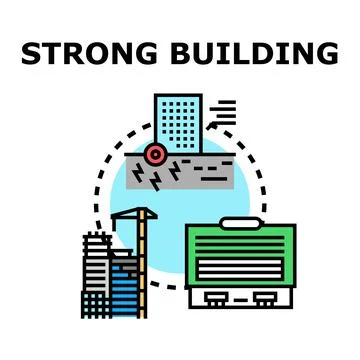 Building construction project planning and seismic safety Stock Illustration