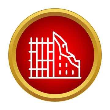 Building construction scaffolding line icon inside red circle Ilustración de archivo