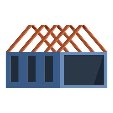 Building construction showing framing installation progress with roof trusses Illustrazione stock
