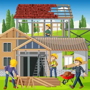 Building construction site background Ilustración de archivo