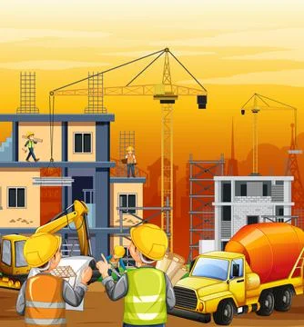 Building construction site background Ilustración de archivo