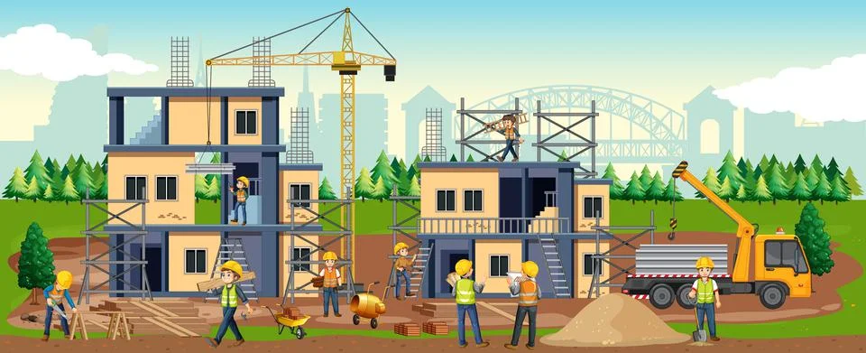 Building construction site background Ilustración de archivo