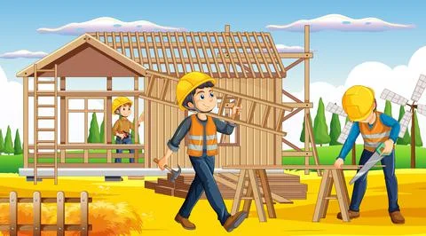 Building construction site background Ilustración de archivo