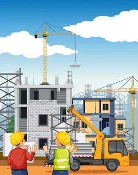 Building construction site background Ilustración de archivo