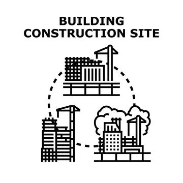 Building construction site concept developing urban infrastructure 库存插图