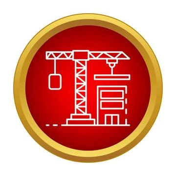Building construction site with crane developing property icon 库存插图