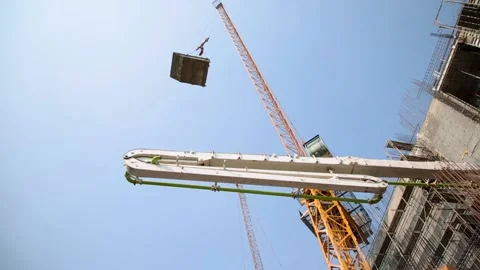 Building Construction Site Crane Stock Footage 195758174