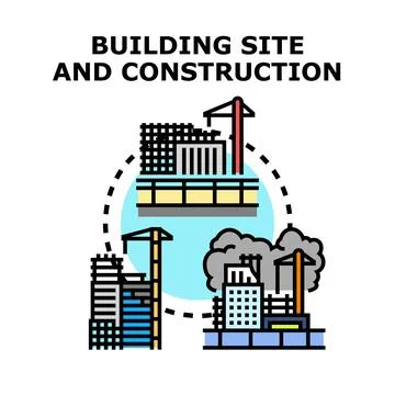 Building construction site development and demolition process Stock Illustration