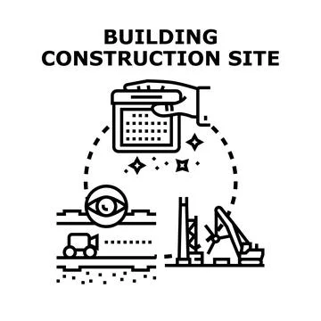 Building construction site planning and foundation concept Ilustración de archivo