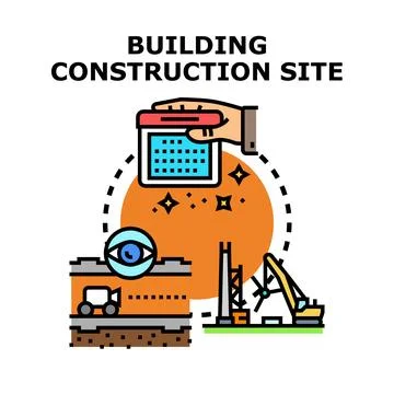 Building construction site planning and foundation concept Ilustración de archivo